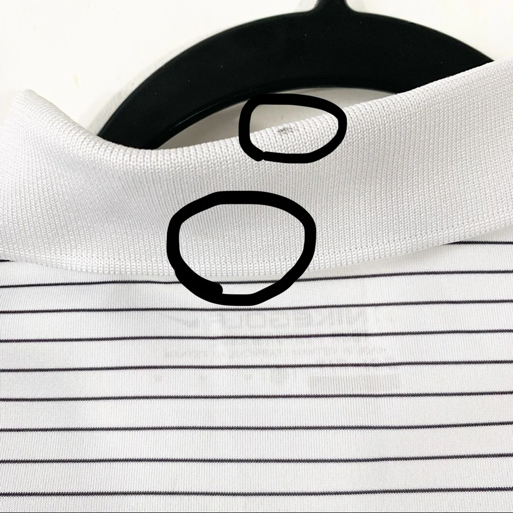 Nike White Polo Shirt with Thin Black Stripes
